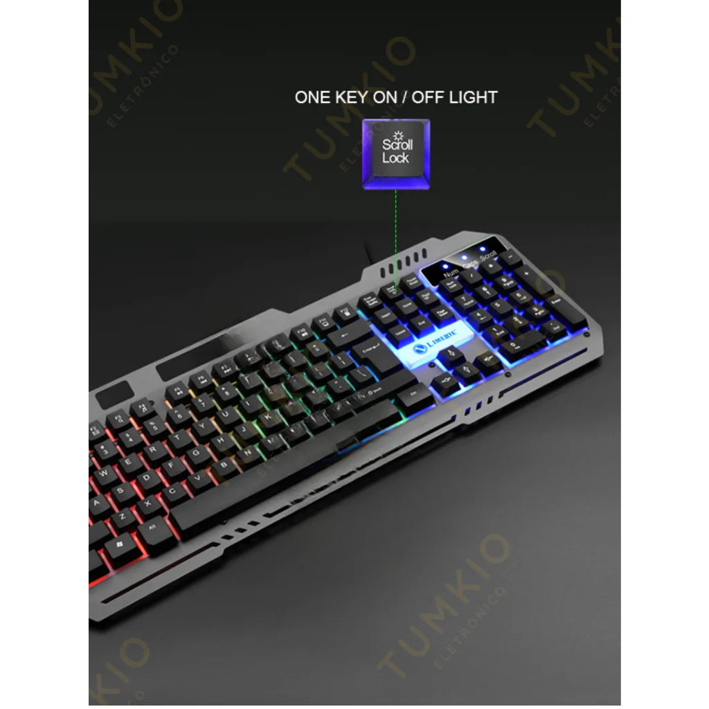 Teclado Gamer Semi-Mecânico RGB - ABNT2, LED Rainbow, USB
