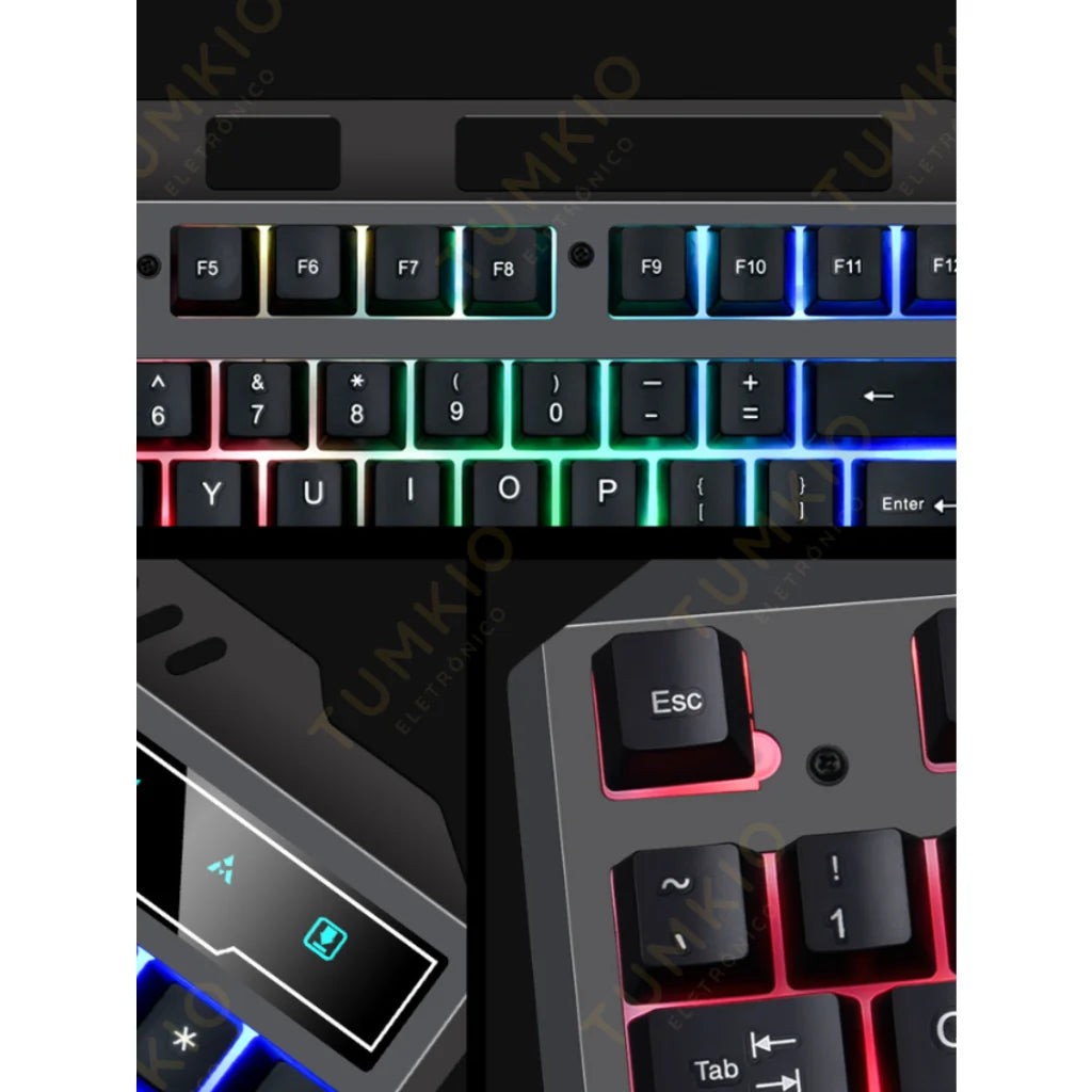 Teclado Gamer Semi-Mecânico RGB - ABNT2, LED Rainbow, USB